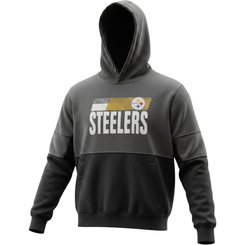 NFL On-Field Pittsburgh Steelers Gray Black Hoodie Small